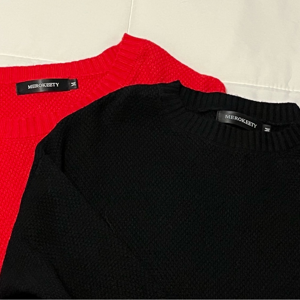 Merokeety Sweater (x2) Women’s size M Crew Neck knit sweaters